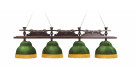 Лампа Император 4пл, ясень (№11,бархат зеленый,бахрома желтая,фурнитура золото)