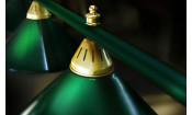 Лампа STARTBILLIARDS 4 пл. (плафоны зеленые,штанга золотая,фурнитура золото)