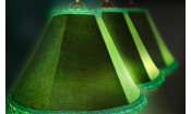 Лампа Классика 3 пл. металл (№11,бархат зеленый,бахрома желтая,фурнитура золото)