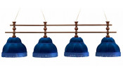 Лампа Барон-Люкс 4пл. ясень (№4 ,бархат синий,бахрома синяя,фурнитура золото)