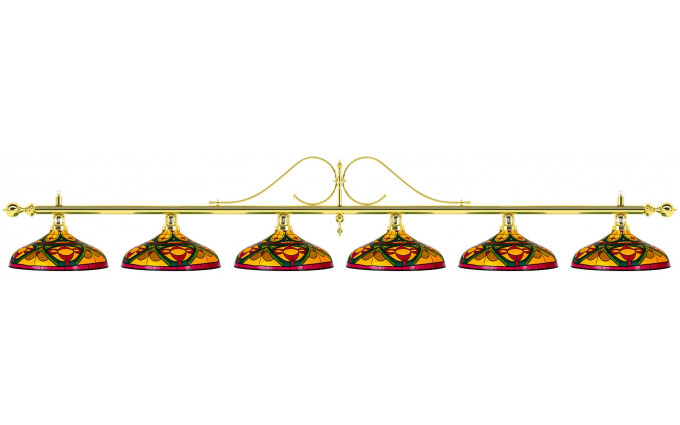 Лампа на шесть плафонов "Classic Colorful" (витая золотистая штанга, цветной плафон D44см)